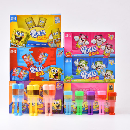 Cartoon cute 20g/36g fruity flavor jelly kids snack candy toy