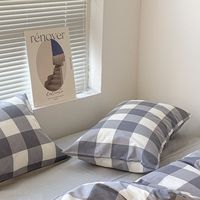Literie imprimée en coton délavé, ensemble de literie avec drap de lit, couleur unie, 100% coton