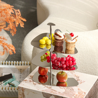 Prix usine trois couches gâteau support anniversaire mariage thé fête en acier inoxydable assiette de fruits après-midi thé Dessert plateau