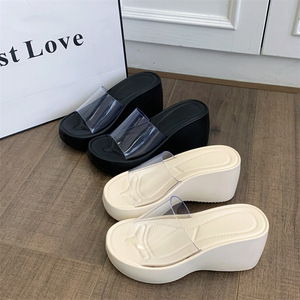 Sandali con <span class=keywords><strong>Tacco</strong></span> <span class=keywords><strong>Alto</strong></span> e Plateau Trasparenti alla Moda Coreana, Nuova Collezione Primavera-Estate, Scarpe Aperte sul Davanti per Donna - Product Image 6