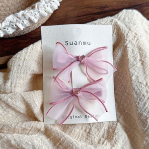 กิ๊บติดผมโบว์สีชมพูสไต<span class=keywords><strong>ล</strong></span>์เกาหลีน่ารักสำหรับเด็กผู้หญิง 2 ชิ้น กิ๊บติดผมโบว์ทำมือแบบหวานๆ สำหรับเด็ก ของขวัญเครื่องประดับผม - Product Image 4