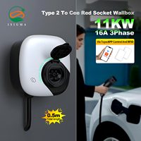 Isigma Nouveauté Station de recharge murale 3P 11kW/22kW Type 2 Prise de charge pour véhicule électrique Tuya Conception personnalisée Modèle Q1-Prise Entrée CA