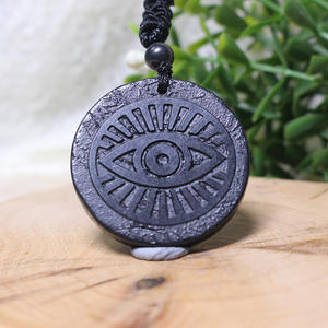 Оптовая продажа, низкая цена и высокое качество натуральный камень Шунгит круглое и крестовидное ожерелье для защиты от ЭМФ - Product Image 5