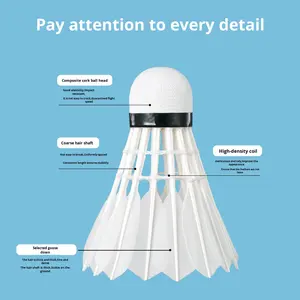 Wavaw Asli No. 7 <span class=keywords><strong>Shuttlecock</strong></span> Bulu Angsa Counterattack, 12 Buah, Bulu Angsa Tahan Lama untuk Kompetisi Indoor dan <span class=keywords><strong>Outdoor</strong></span> - Product Image 4