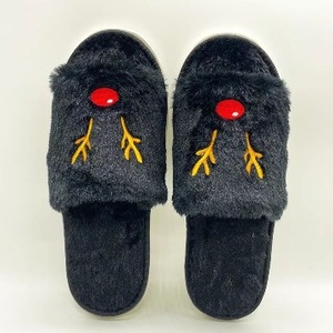Pantofole in Peluche con Ricamo a Forma <span class=keywords><strong>di</strong></span> Renna Natalizia per Genitori e Figli, Calde Pantofole Invernali con Punta Aperta in Finta Pelliccia per Uomo, Donna e Bambini - Product Image 3