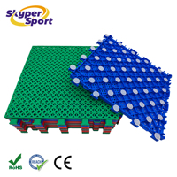 Dalles de sol professionnelles pour terrains de basketball extérieurs, haute absorption des chocs, revêtement sportif en PP emboîtable, 16 mm, double couche, grille croisée