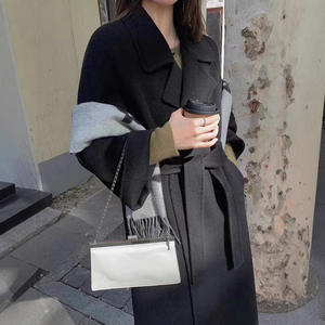 Groothandel 2026 rode herfst- en wintermode, elegante, stijlvolle, eenvoudige effen wollen damesjas - Product Image 3