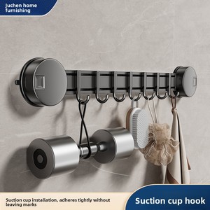 Suction Cup <b>Hook</b> Strong Bearing Adhesive Space Aluminum Wall-Mounted Punch-Free <b>Bathroom</b> Door Back Hanging Clothes - Product Image 5