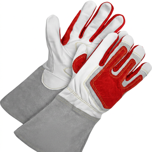 Gants de travail en cuir robustes et légers, avec manchette longue, résistants à la chaleur pour le soudage, avec prises de main complètes, unisexe - Product Image 2