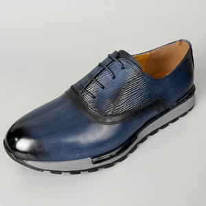 Men's Leather Shoes Coffee Color Low <b>Heel</b> Rubber Sole Handmade Genuine Leather Patchwork Casual Outdoor Wear Size 38-46 - Product Image 3