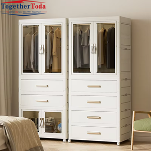 Armoire de rangement multi-niveaux convertible moderne grande capacité avec roulettes pour chambre à coucher et salon - Product Image 5
