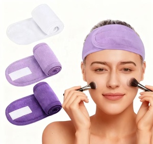 Diadema de algodón y poliéster para mujer con logo personalizado, varios tamaños y colores, para spa, con logo bordado, para lavarse la cara - Product Image 3