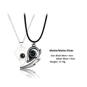 कस्टम फोटो नेकलेस जोड़े सूरज चंद्रमा प्यार चुंबकीय प्रक्षेपण मिश्र धातु इलेक्ट्रोप्लेटेड बांस श्रृंखला 100 भाषाओं मैं आपको निर्भर करता हूं - Product Image 6