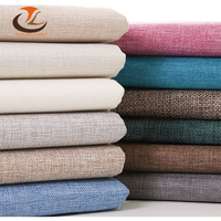 Tissu en toile tissée 100% polyester aspect lin - Doux, durable, imperméable, poids moyen, pour ameublement de canapé, rideaux, nappes, maison