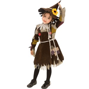Disfraz de espantapájaros de Halloween de Yi Xiaoyi, vestido marrón con sombrero para niños y niñas, estilo vintage para actuaciones en escenario - Product Image 4