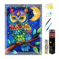 Kits de peinture diamantée Hibou, peinture diamantée animale carrée en résine pour adultes, peinture diamantée DIY, art des pierres précieuses