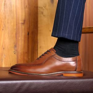 Grande valise pour chaussures en cuir, chaussures montantes, chaussures de ville en cuir véritable de style britannique, chaussures Oxford formelles pour hommes - Product Image 5