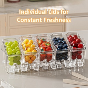 Outdoor Picnic Compartment Food Serving Crisper Box Household <strong>Plastic</strong> Fruit <strong>Storage</strong> 5 Small Dividers <strong>Storage</strong> Boxes <strong>Bins</strong> - Product Image 4