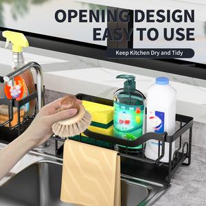 Autoadesivo lavello da cucina organizzatore Caddy da banco lavello porta spugna con vassoio di scarico automatico - Product Image 3