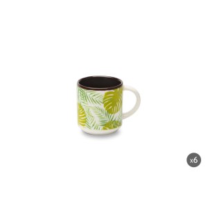 Set di 6 Tazze da Caffè Excelsa in Porcellana con Motivo Fogliame, 10 Cl, Multicolore - Product Image 3