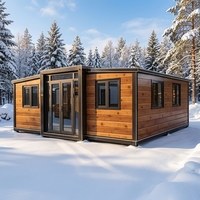 Casa Contenedor Modular Prefabricada de Madera Transpirable y Expandible, Techo Plano, Cabaña de Invierno, Diseño Moderno, 1 Año de Garantía para Nieve