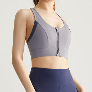 Soutien-gorge <span class=keywords><strong>de</strong></span> sport Push up rembourré à dos nageur avec logo personnalisé et fermeture à glissière avant pour <span class=keywords><strong>femme</strong></span>, soutien-gorge d'entraînement sportif grande taille pour yoga à impact élevé - Product Image 5