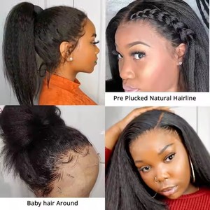 Brazilian Kinky Straight Human Hair <b>Wig</b> 12A Raw Mink Hair <b>HD</b> Full <b>Lace</b> Closure Baby Hair Long <b>Wig</b> - Product Image 4