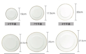 Assiettes de présentation en céramique personnalisées avec bord doré, 6/7/8/9/10 pouces, vente en gros - Product Image 2