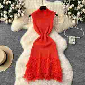 Vestido Midi Casual de Verano Y2K, Ajustado, Tejido Delgado, Transpirable, Sostenible, Lavable, Antiarrugas, Sin Mangas, con Encaje, para Fiesta - Product Image 3