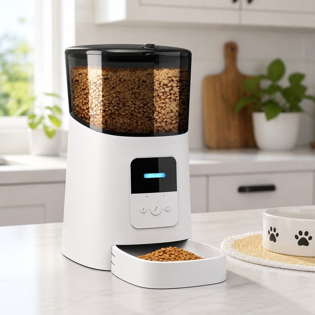 Dog Cat Smart Pet Feeder with WiFi Mobile App Remote Control Durable BPA Free Design 6L Capacity Automatic Feeding Portable