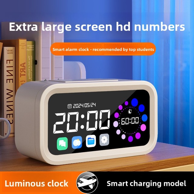 YAOQIU Smart LED Children's Electronic Alarm Clock Night Light 24-hour Display Modern Minimalist Design for Boys Girls