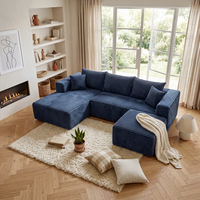 Canapé ottoman minimaliste moderne en forme de U, en velours côtelé, compressé, multi-modulaire, pour projets d'aménagement intérieur d'hôtels et d'appartements