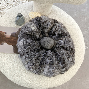 Venta caliente <span class=keywords><strong>Chinchilla</strong></span> Fur Hats Knitted Real Fur Beanie Hat Boinas de invierno para mujeres - Product Image 4