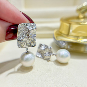 S925 Silver DIY Pearl Accessories Empty Tray with 9-15mm Round Beads <b>Fashion</b> <b>Drop</b> <b>Earrings</b> 22234 - Product Image 2