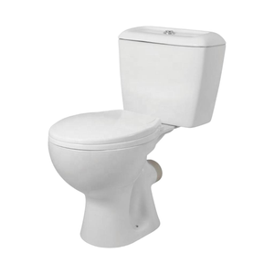 Inodoro de dos piezas de cerámica europea con sifón en P, doble descarga, sin borde y con descarga por arrastre. - Product Image 2