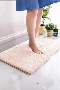 Luxury Powder Pink Plush <b>Bath</b> Mat Washable 25mm Soft Polyester Cotton Back Non Slip Rug Turkey Wholesale Custom Size OEM Hotel - Product Image 2