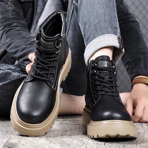 Botas de PU Impermeáveis Antiderrapantes com Sola Grossa e Design de Aumento de Altura, com Cadarço, para Homens, Uso Casual Outono/Inverno - Lançamento Quente - Product Image 1