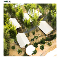 Tente de glamping safari à toit vert personnalisée, grand espace, en PVC, pour séjour à la ferme en forêt et retraite en pleine nature