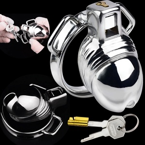 FRRK Metal Chastity Cage Device <b>for</b> <b>Man</b> Realistic Dildo Design Cock Lock Penis Rings Sex <b>Toys</b> Stainless Steel BDSM Sexual Shop - Product Image 5