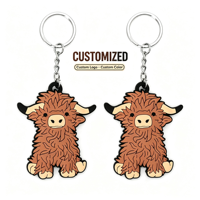 Mignon écossais Highland vache porte-clés PVC Highland vache voiture accessoires porte-clés pour hommes femmes enfants