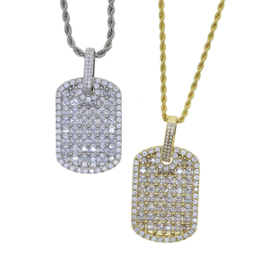 Bling Diamant Rechteck Anhänger Hip Hop 18 Karat vergoldete Männer Hip Hop Schmuck Halskette - Product Image 5