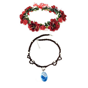 Disfraz de Princesa Moana Maui, <span class=keywords><strong>Peluca</strong></span>, Collar, Pinza para el Cabello <span class=keywords><strong>con</strong></span> Flor, Peluche de Cerdo y Gallo de Moana, Set de Disfraces para Halloween - Product Image 3