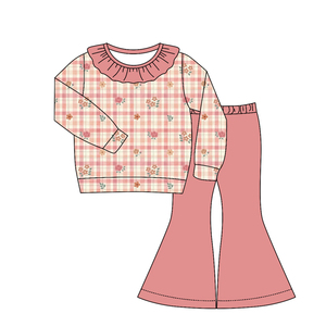 Conjuntos de Ropa para Hermanas al por Mayor: Camisa Casual de Manga Larga con Lazos de Calabaza para Otoño y Pantalones Acampanados, 2 Piezas - Product Image 4