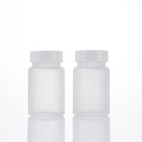 Flacon en verre rond givré de 60 ml avec bouchon à vis blanc, conteneur cosmétique vide pour crème, poudre, produits de soin de la peau, emballage de produits solides