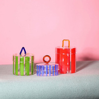 Pot de rangement en verre de cirque décoratif coloré soufflé sur mesure en borosilicate avec couvercle en verre