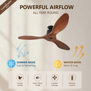 Mid Century Modern 42 Inch <b>Ceiling</b> <b>Fan</b> Without Light Wood Blade 3 Blade Design Quiet Motor <b>Remote</b> <b>Control</b> for Home - Product Image 2