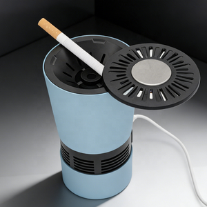 Cendrier de voiture électrique moderne portable à ions négatifs sans fumée en aluminium avec purificateur de fumée de cigarette intégré - Product Image 2