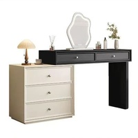 Coiffeuse moderne extensible et éclairée avec commode à tiroirs, grand rangement, finition noyer, pour chambre à coucher – Meilleure vente