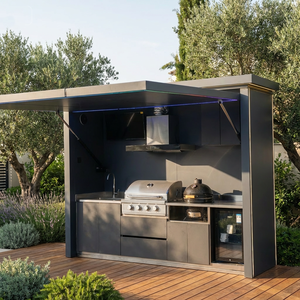 <span class=keywords><strong>Cucina</strong></span> Esterna Personalizzabile con Barbecue, Griglia in Acciaio Inox, Porta Elettrica Resistente alle Intemperie e Tettoia - Product Image 2