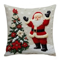 Housse de coussin en peluche de Noël personnalisée 45x45 cm, motif cerf nordique, Père Noël, bonhomme de neige, lapin, impression en relief, décoration de canapé pour la maison